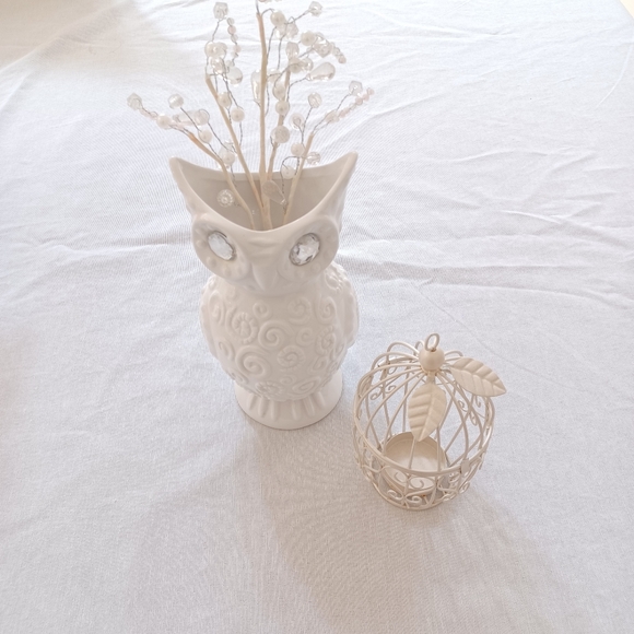 Ceramic Owl Vase & Bird Cage Decor - Picture 10 of 10
